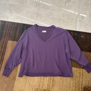 We The Free Deep Purple V-Neck Sweatshirt